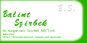 balint szirbek business card